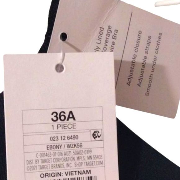 AUDEN Ebony Black Lightly Lined Demi Coverage Underwire Bra Size 36A New NWT - Picture 5 of 6